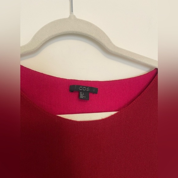 COS Burgundy Wool Straight Mod Dress Large minimalist neutral quiet luxury - Picture 3 of 7